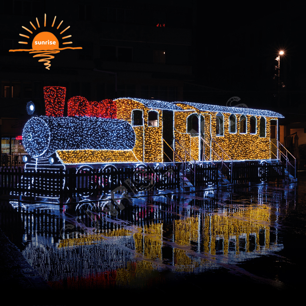 Large Train Motif Light Show in Stock Outdoor Light 3d Sculpture Train Decoration Christmas Shopping Mall Party Large Decoration