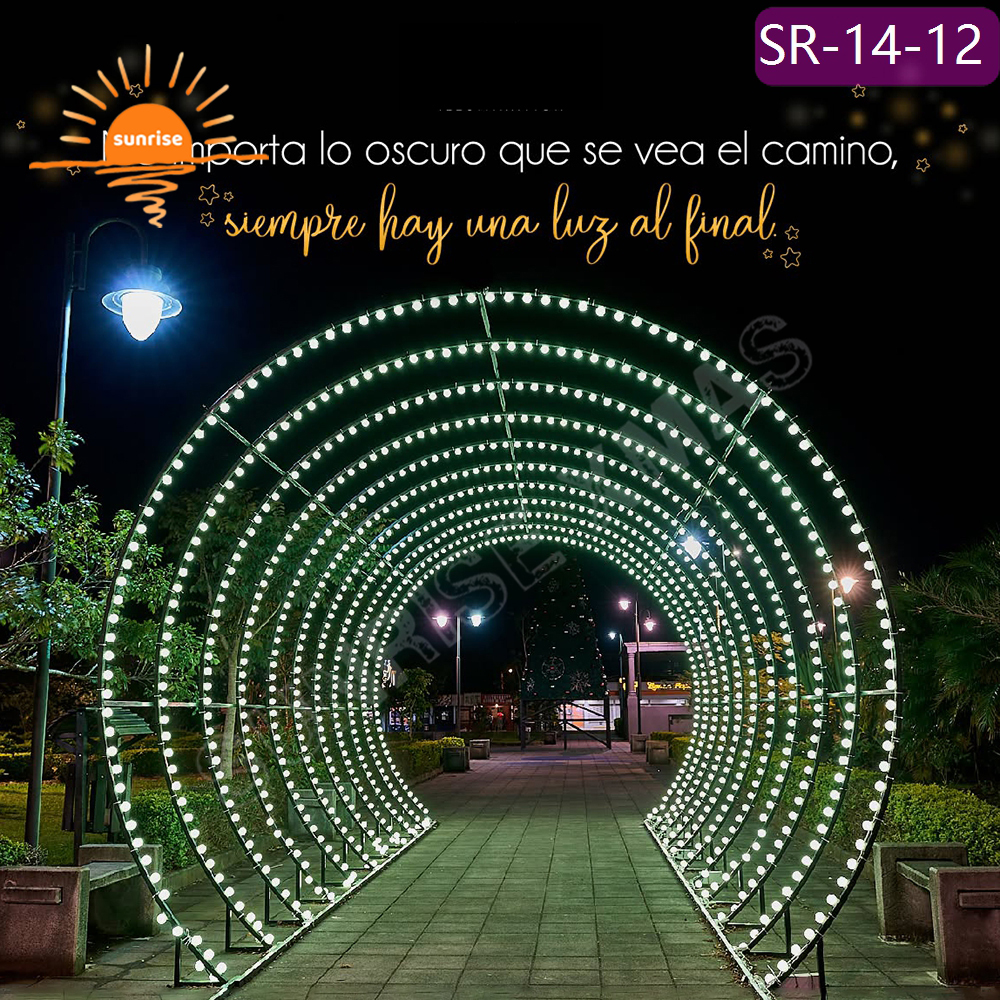 Park Outdoor Programmable RGB Color Change LED Tunnel Arch Light motif Christmas Decoration Walk Through Light Show for garden