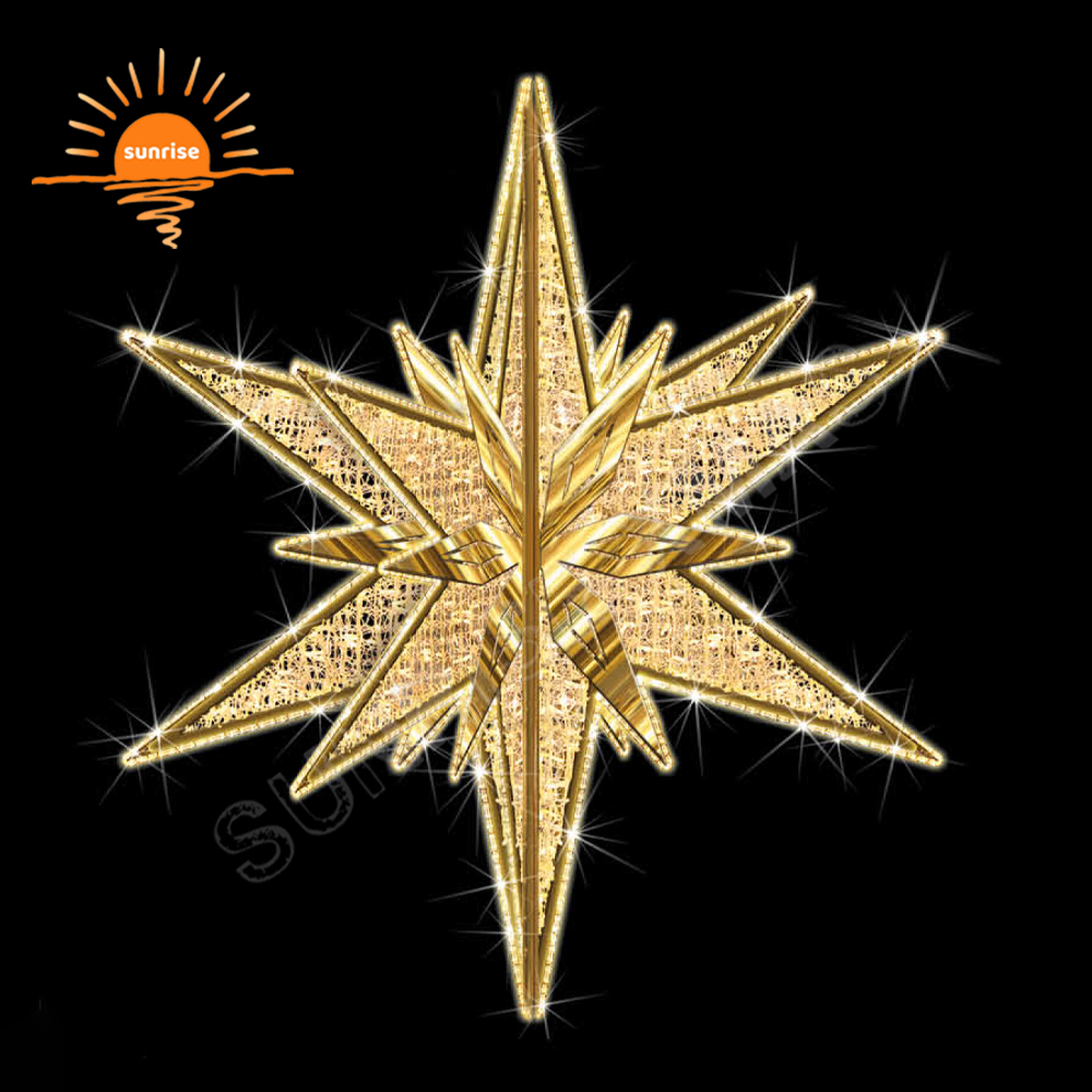 4ft 5ft 6ft 8ft 10ft  Commercial large led light show Christmas hanging star motif decoration for shopping mall