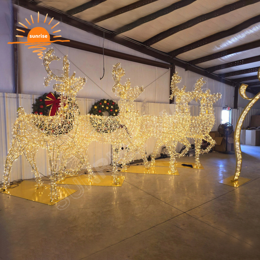 Custom Christmas Ornament Outdoor Waterproof LED Large Deer Motif Lighted Christmas Reindeer Decorations for Festive Displays