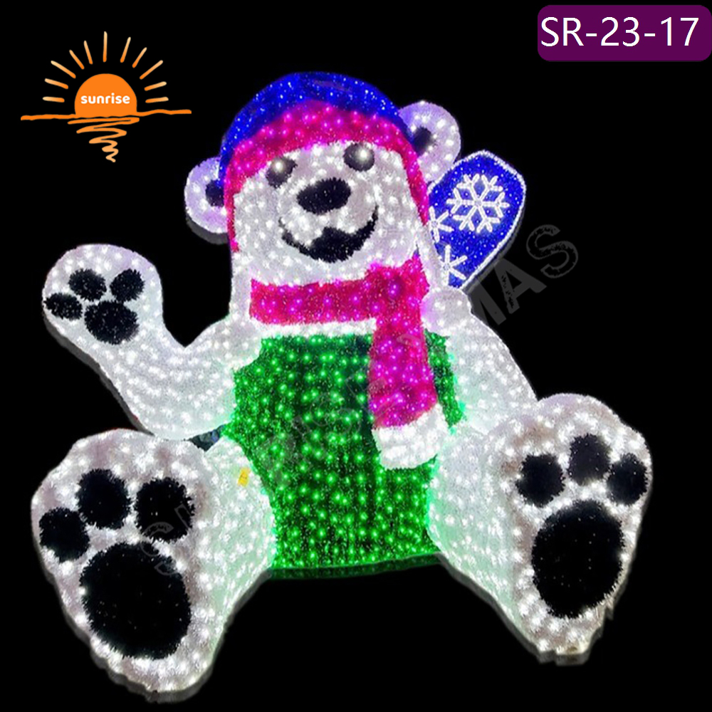 LED Christmas Teddy Bear for Shopping Center Decoration Customizable Outdoor Large Size LED Christmas Sitting Teddy Bear Lights