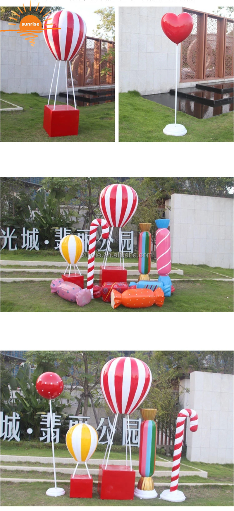 Support Customized Life Size/large Resin Fiberglass Hot air Balloon Sculpture Statue Christmas Decorations