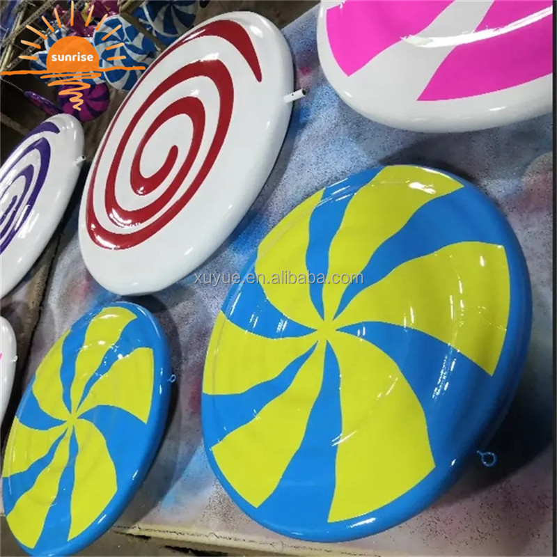 Christmas Outdoor Candy Cane Props Fiberglass Resin Lollipop Donuts Doughnut Sculpture for Store Shop Decoration