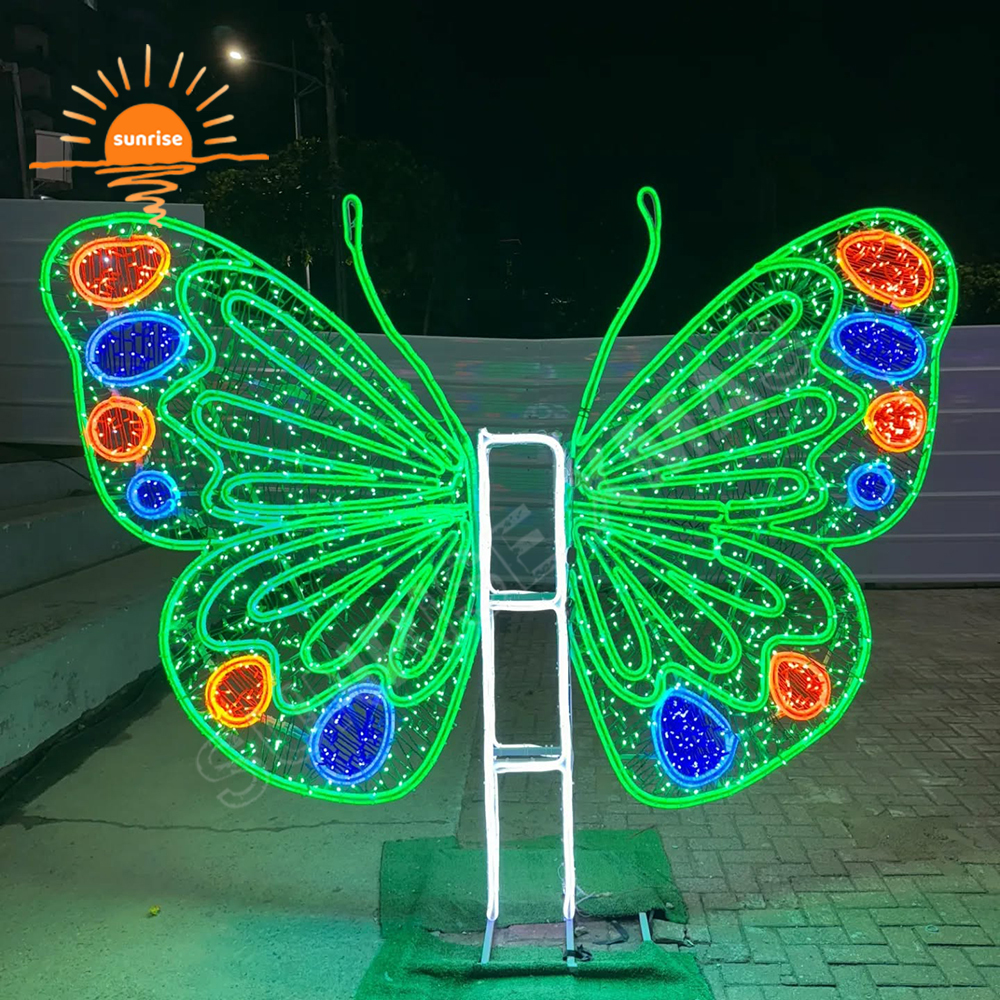 Outdoor Waterproof Shopping Mall Light Show Atmosphere Decoration Angel wings Photo Ops Xmas Illumination LED Rope Light Motif