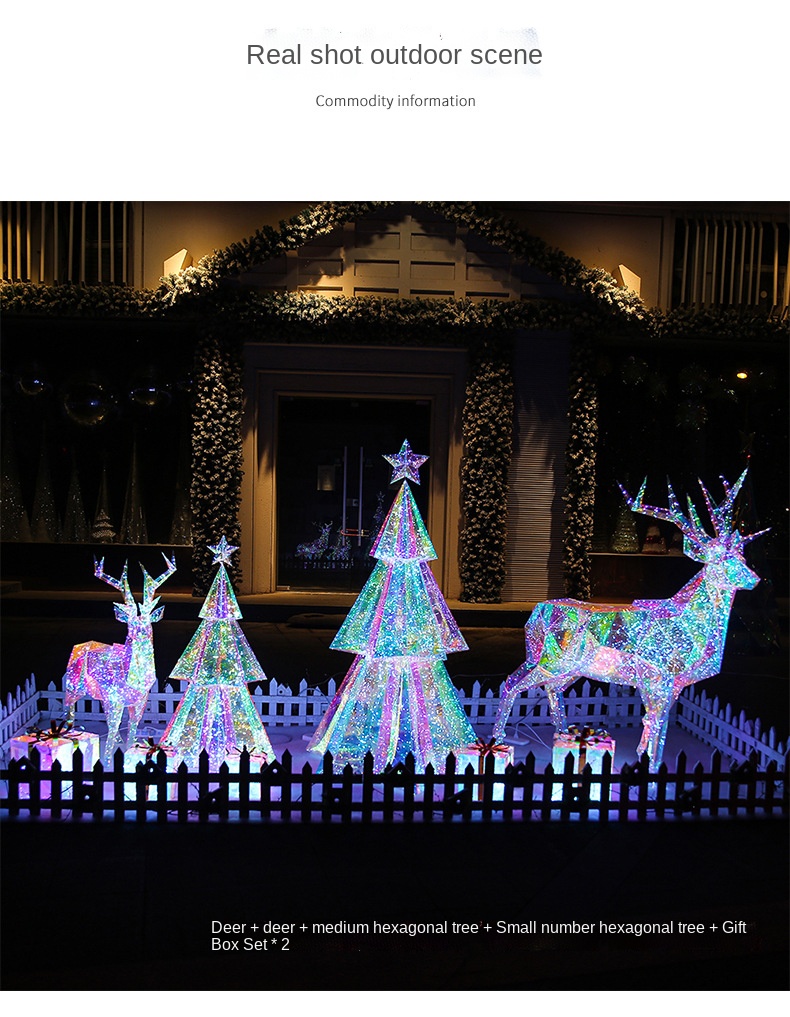 2022 NEW Large Outdoor Christmas Reindeer Hologram Decoration for New Year Decoration