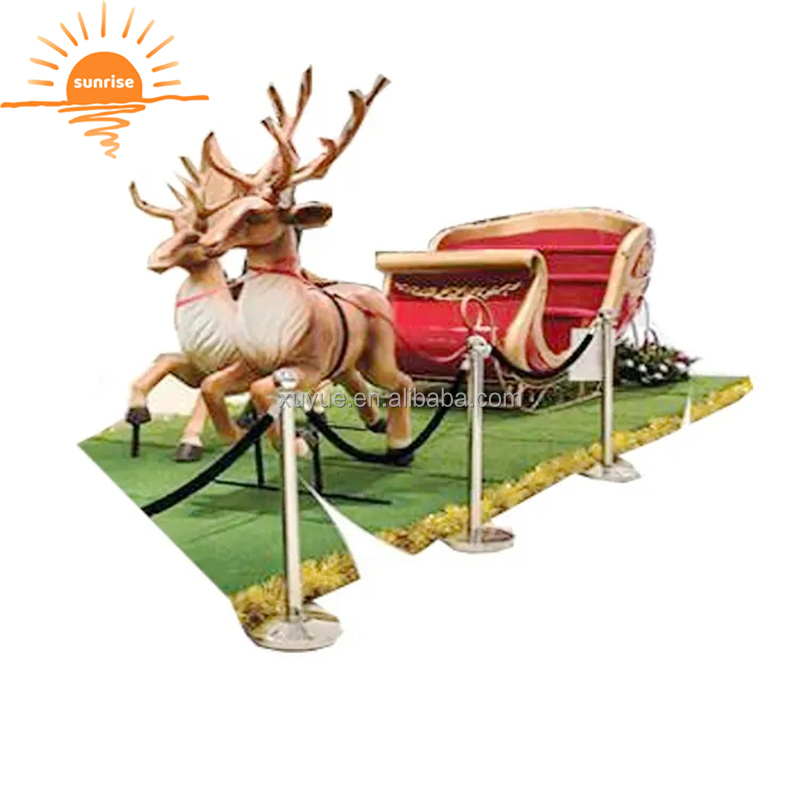Fiberglass Christmas Decoration Large Christmas Santa Sleigh Jumbo Sled for Shopping Mall