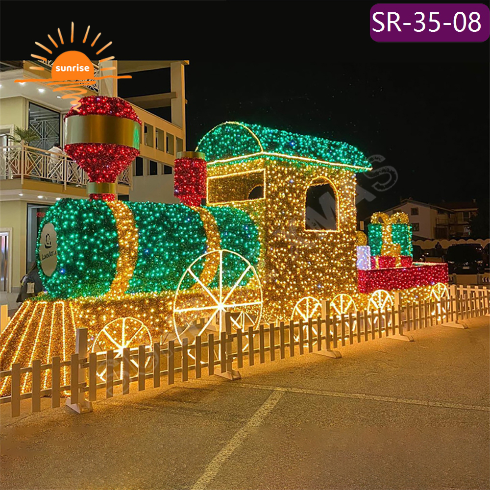 3D giant Luminescence motif decoration LED custom train Vehicle Light holiday season mall park decoration props