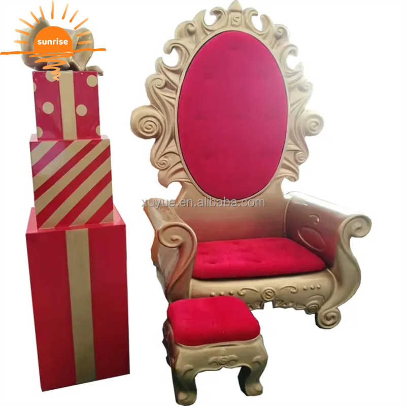 45cm Height Red and Gold Fiberglass Christmas Santa Stool