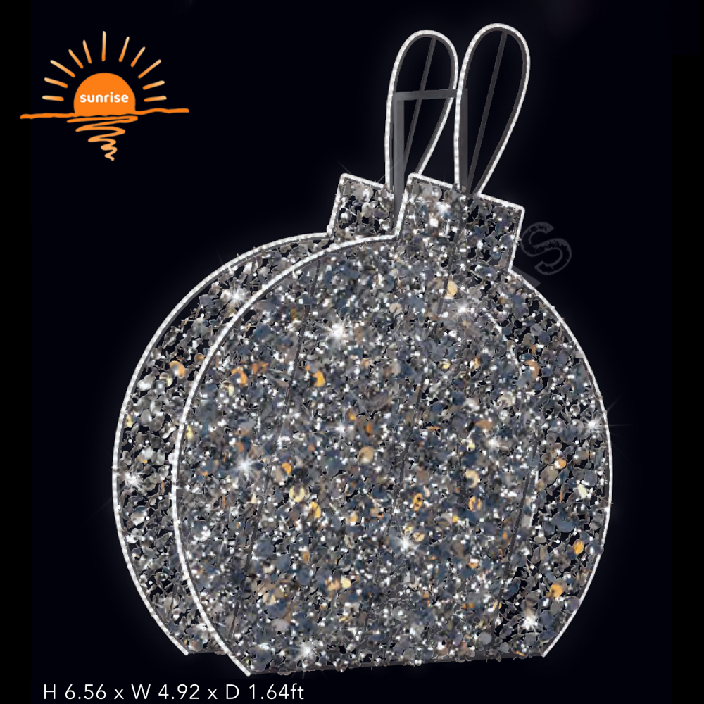Xmas Bauble Motif Light High Quality 2d Large Outdoor Commercial Led Lighted Christmas Ornament for Outdoor Christmas Decoration