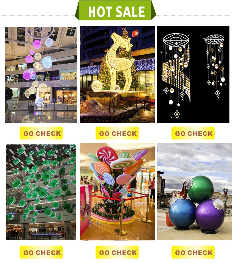 Custom Commercial Christmas Hotel Restaurant Corridor Hanging Giant Christmas Ball and Gift Box Decoration