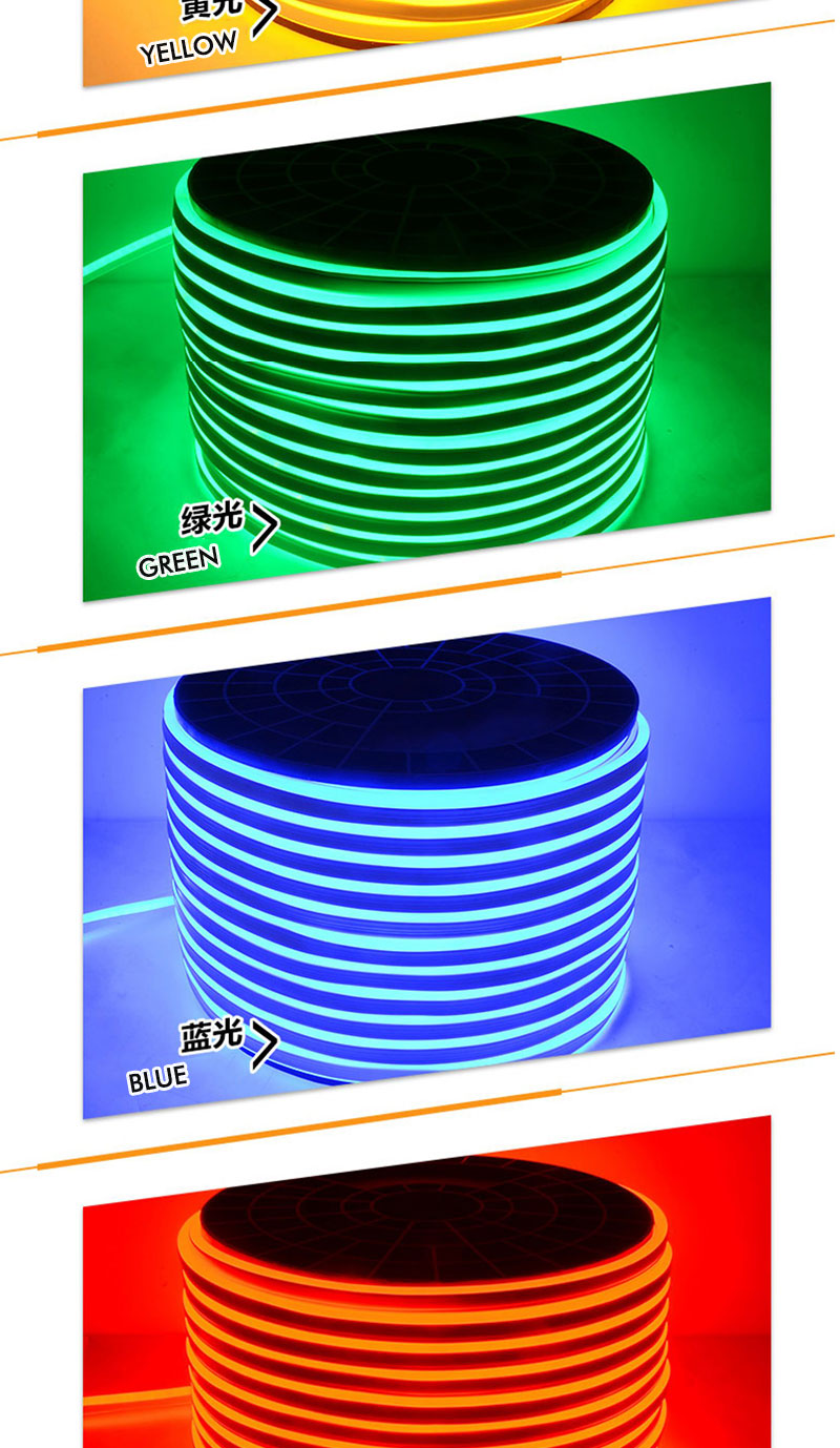 Flexible LED Neon Strip Lights 2835 SMD Led Neon Flex Rope Light New Waterproof IP67 AC 110 120V 220V Warm White 110v 220v 10000