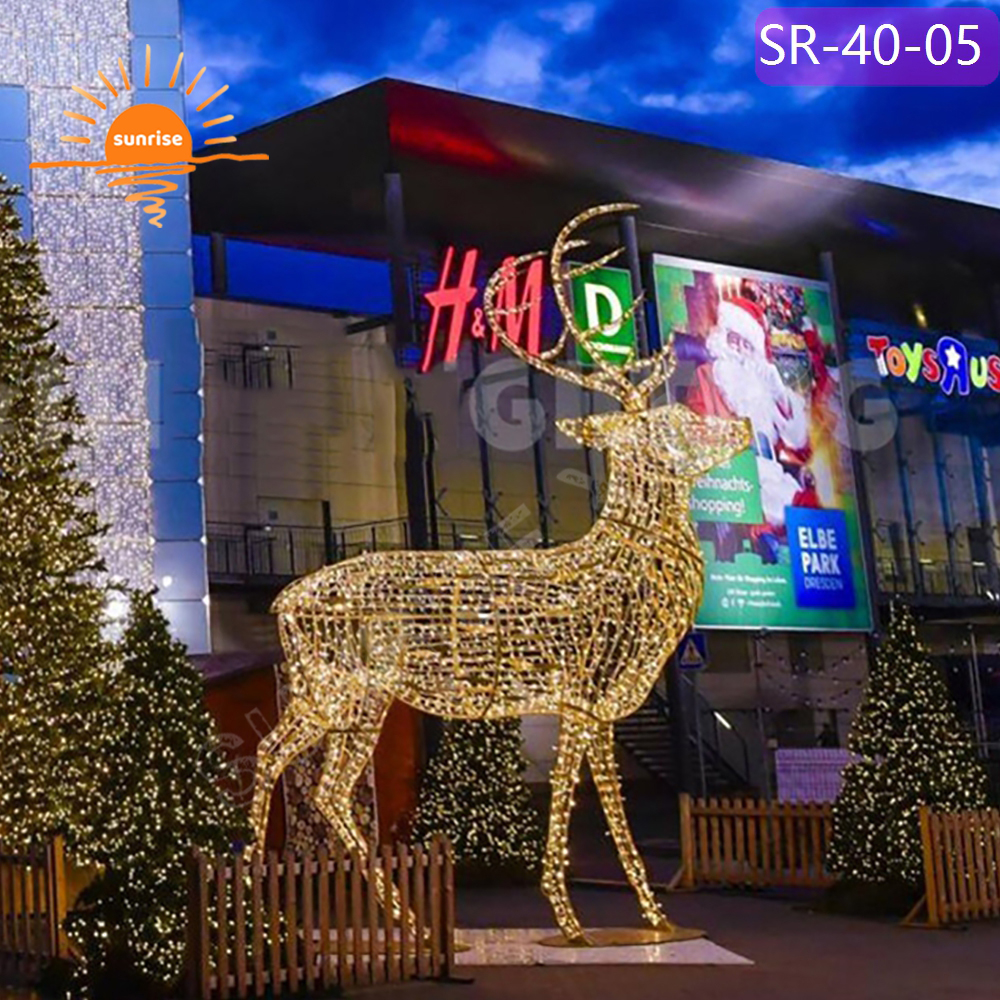 High Quality 3d Christmas Standing Reindeer Deer Light for Yard Decoration large LED outdoor motif light show