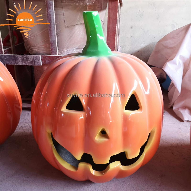 Fiberglass Halloween Sculpture Pumpkin Glowing Sculpture Holiday Crafts Customization