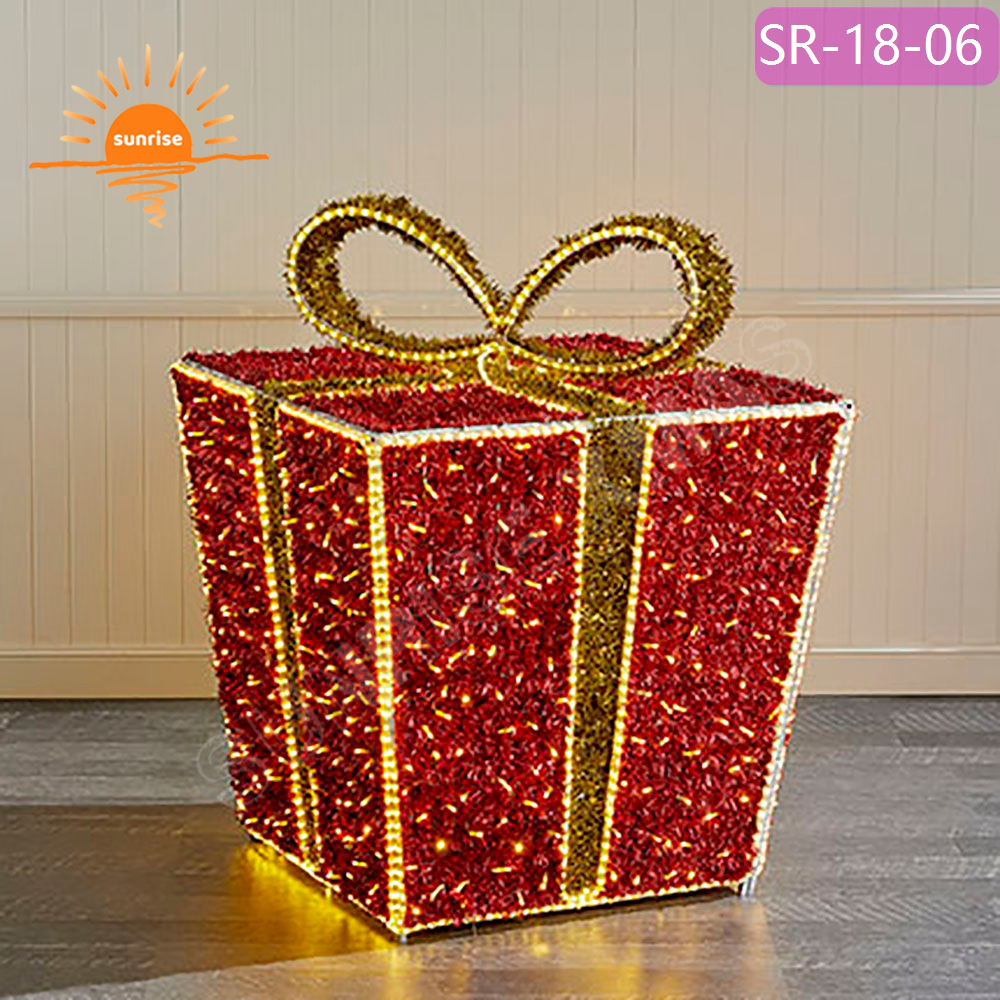 3D LED motif gift box presents decoration custom color mall park decoration props for light show