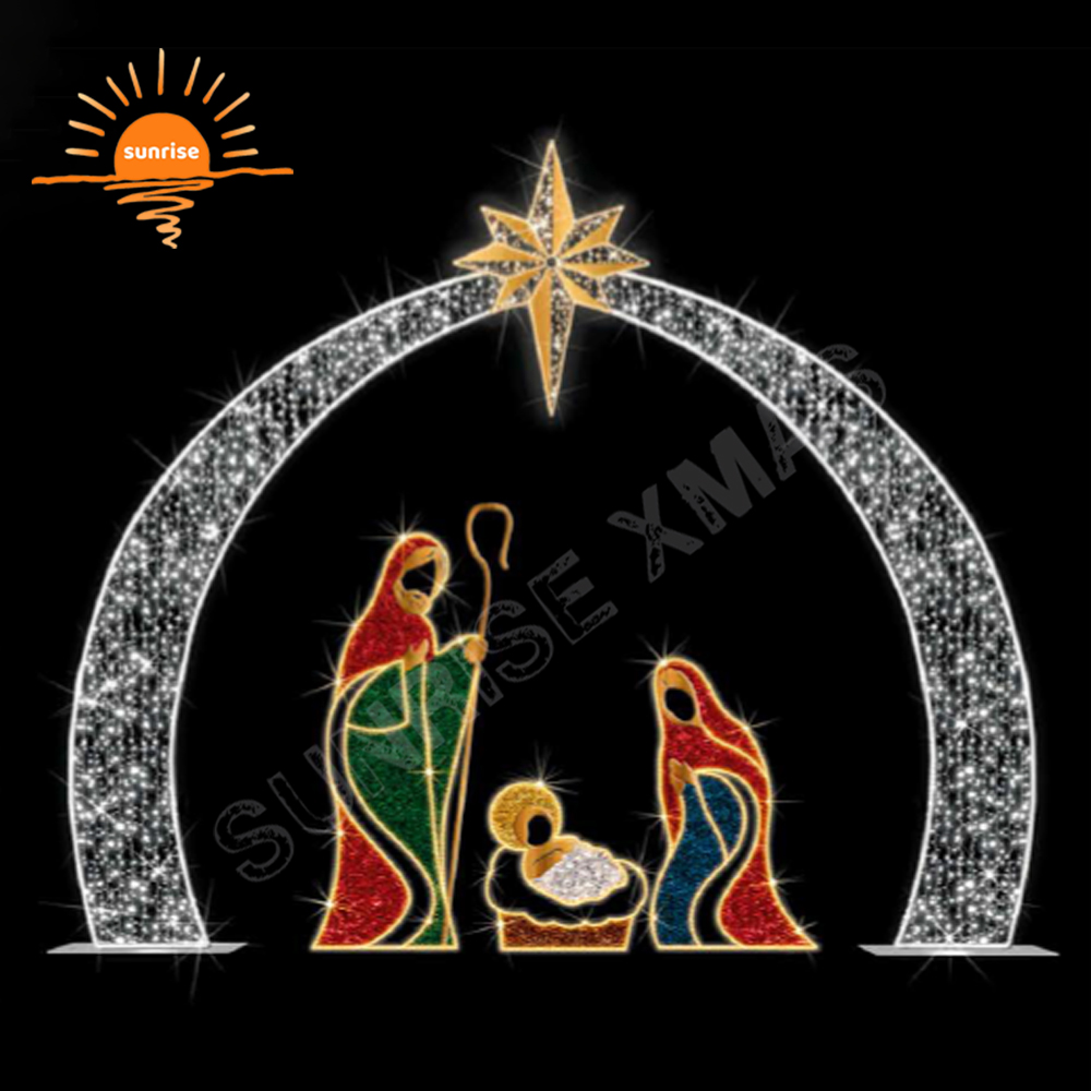 Xmas Lights Outdoor Waterproof IP65 Outdoor Christmas Decoration  LED Christmas Nativity and Cribs Christmas Motif Rope Light