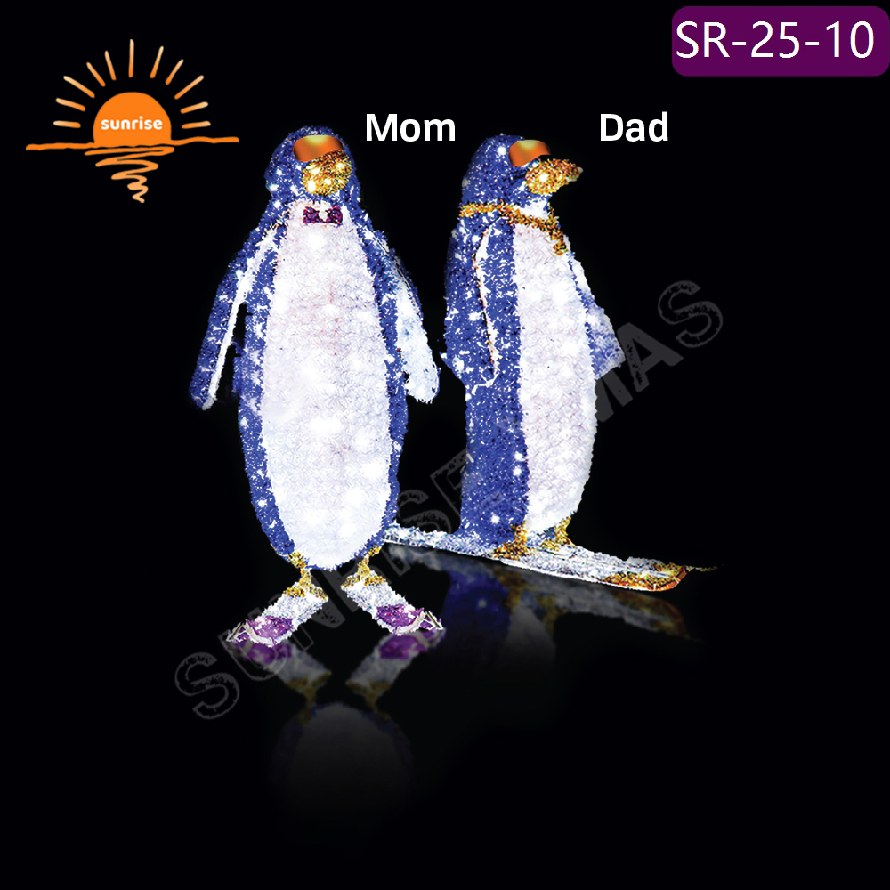 Christmas The Penguin Family LED Holiday Decorations Outdoor Commercial Street Penguin Cross Street Motif Light in stock