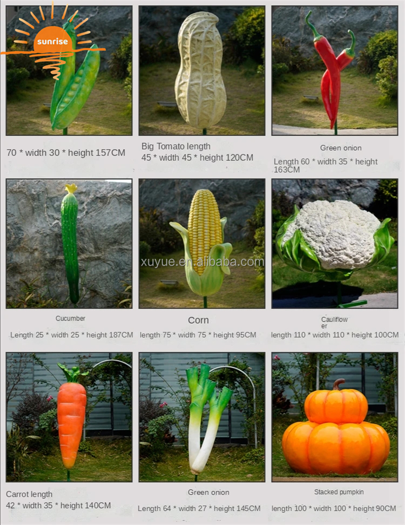 2022 New  Fiberglass Resin Vegetable Fruit Pumpkin Watermelon Strawberry Pineapple Sculpture Outdoor Mall Fiberglass Decoration