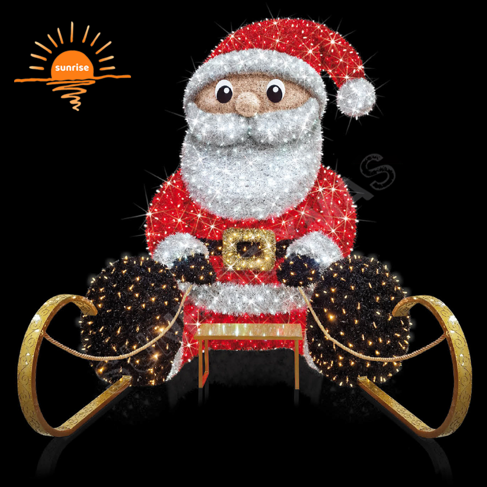 New Outdoor Lighted Large Led Christmas Reindeer Large Xmas Lighted Santa Claus Elf Ornament for Holiday Decoration