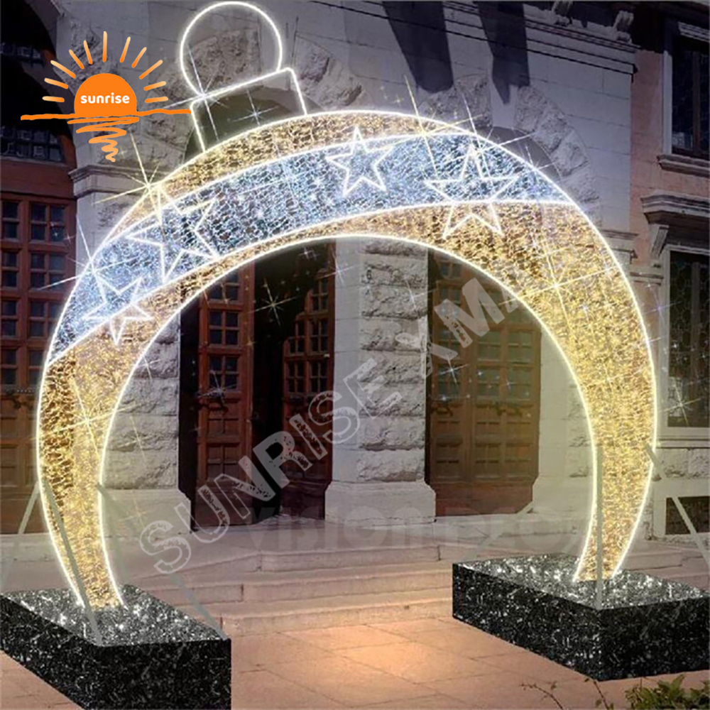 IP65 Christmas flat bauble/ornament arch decoration large street walk through tunnel motif light show in stock