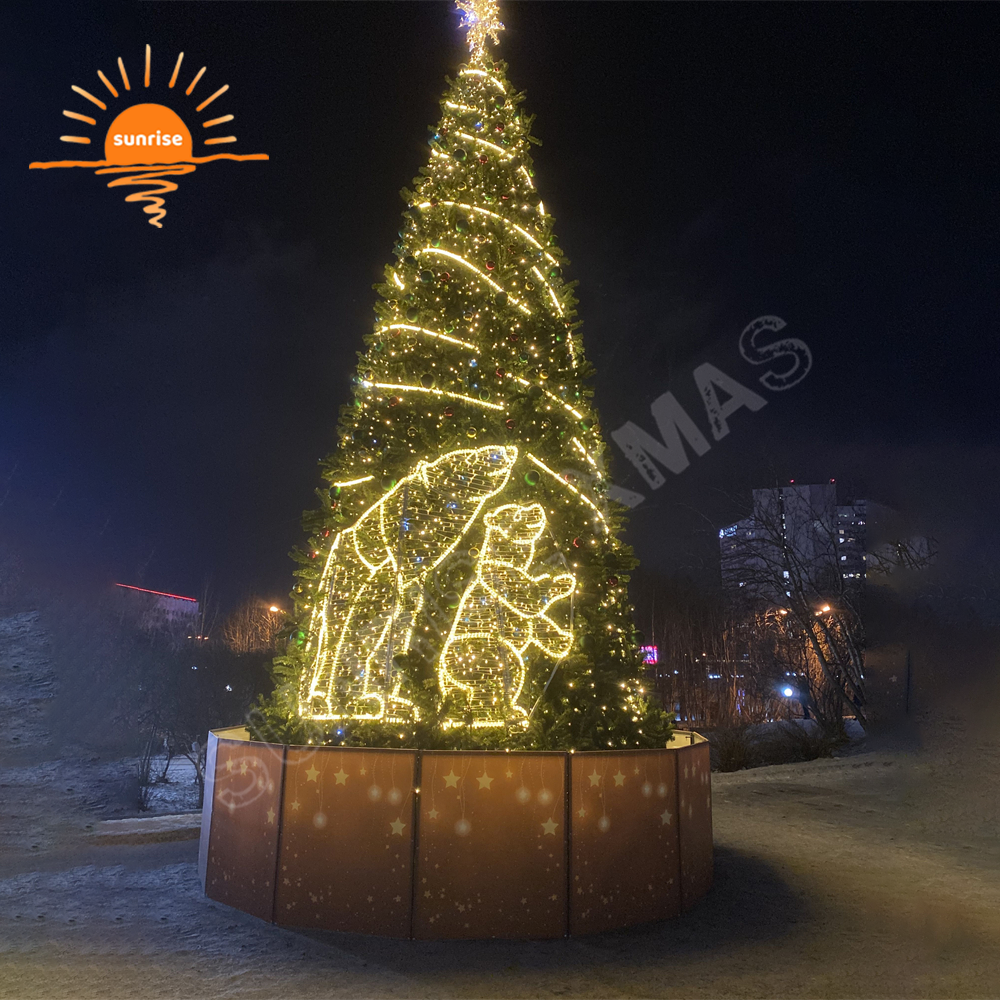 Giant Outdoor xmas street decoration LED Christmas Tree RGB Color Changing with Music Sync & Remote Control
