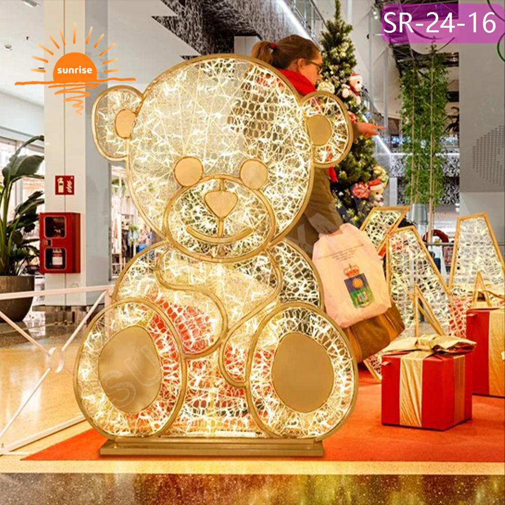 Outdoor Xmas Penguin Decorations 3D Large LED Sitting Bear Motif Lights Christmas animals Lights for Landscape lighting