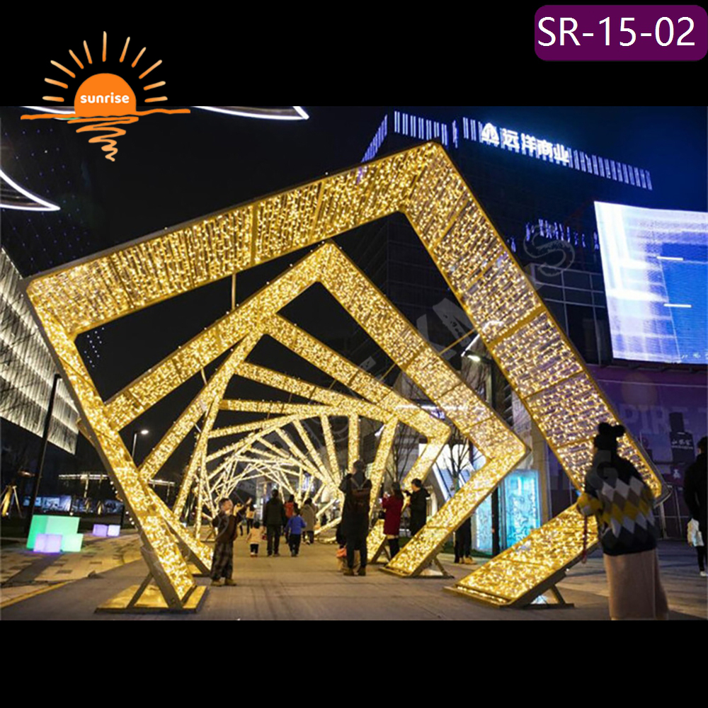 3D Holiday square street Decoration Outdoor Flashing led gift motif arch light the Color-changing RGB Christmas Landscape light