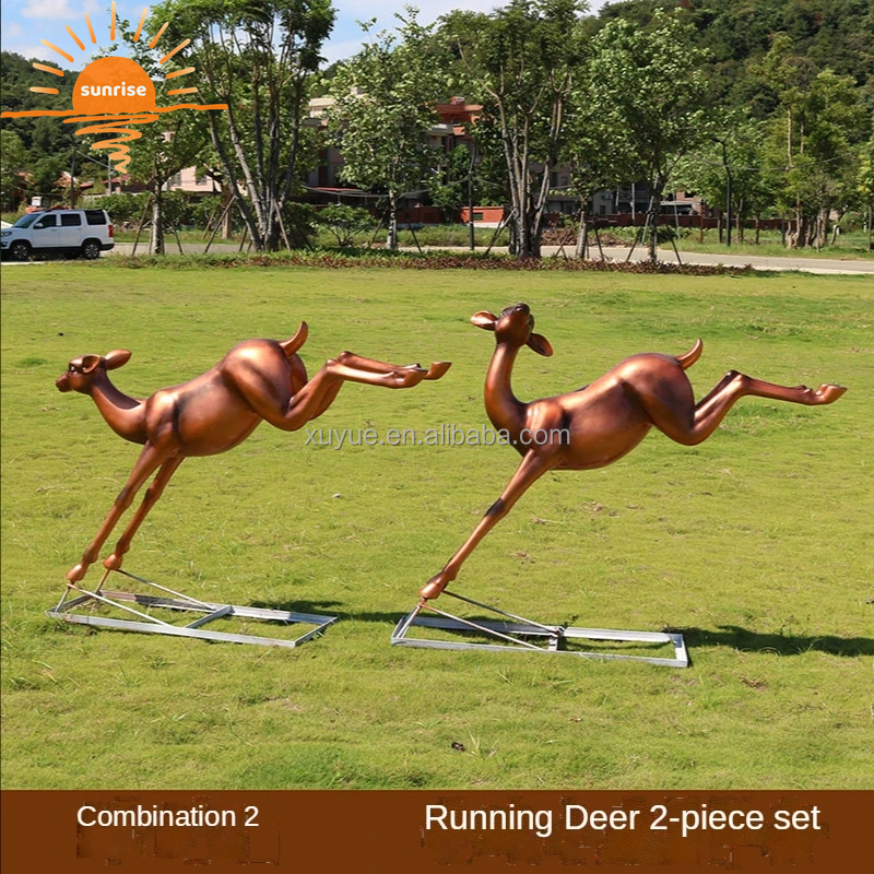 2022 Hot Life Size Fiberglass Resin Animal Deer Sculpture Garden Ornaments Outdoor Mall Fiberglass Decoration