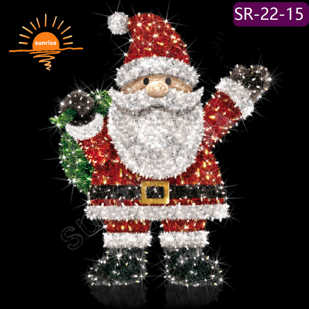 Classic outdoor lighted christmas Santa Claus mall park decoration props 3D motif light for Festive Displays