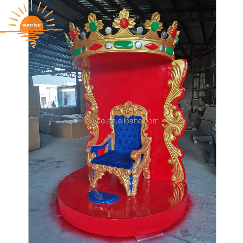 Customized Life Size Resin Sculpture Decorations Fiberglass Santa King Royal Chairs Christmas Santa Throne