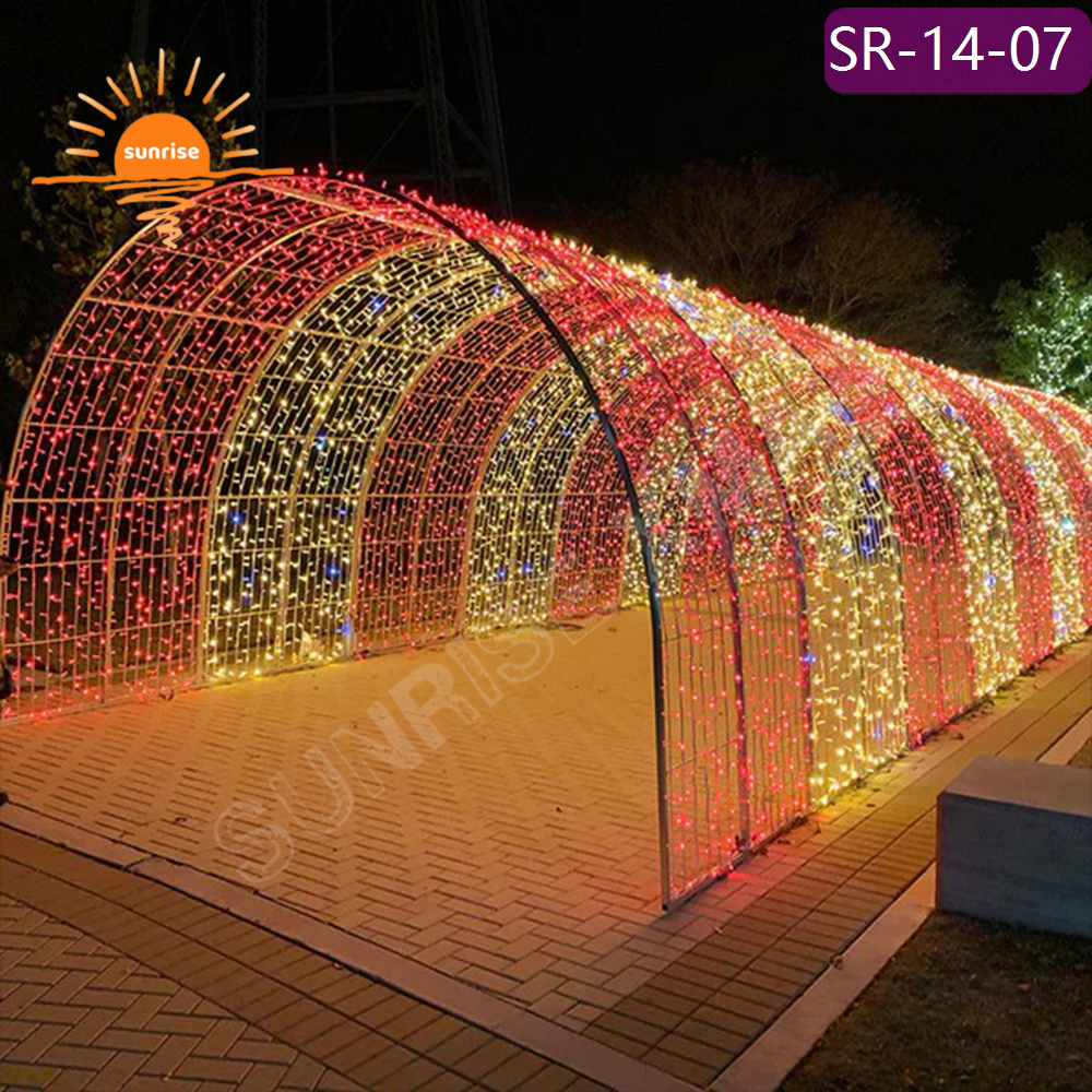 IP65 Outdoor Programmable RGB Color Change LED Lighting walk through Tunnel Arch Lighting Christmas Decoration Light Show
