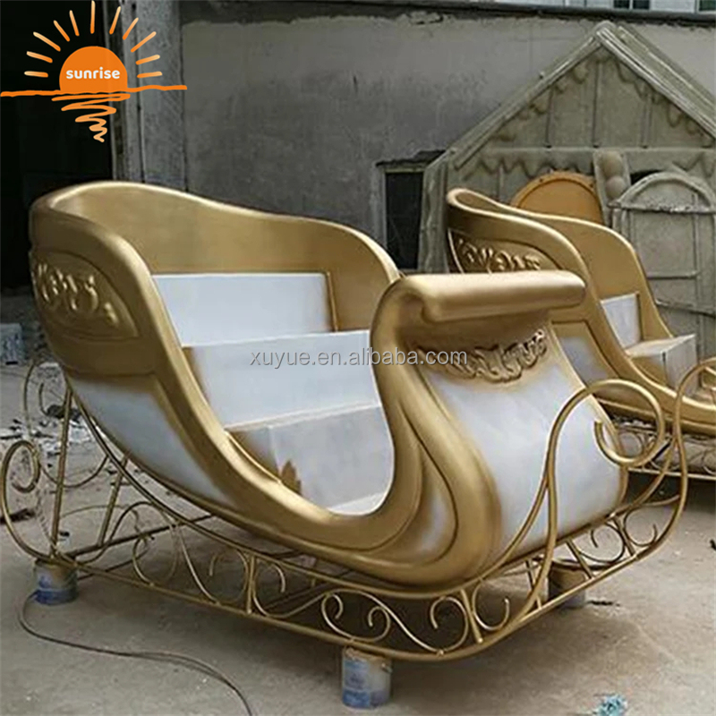 Fiberglass Christmas Decoration Large Christmas Santa Sleigh Jumbo Sled for Shopping Mall