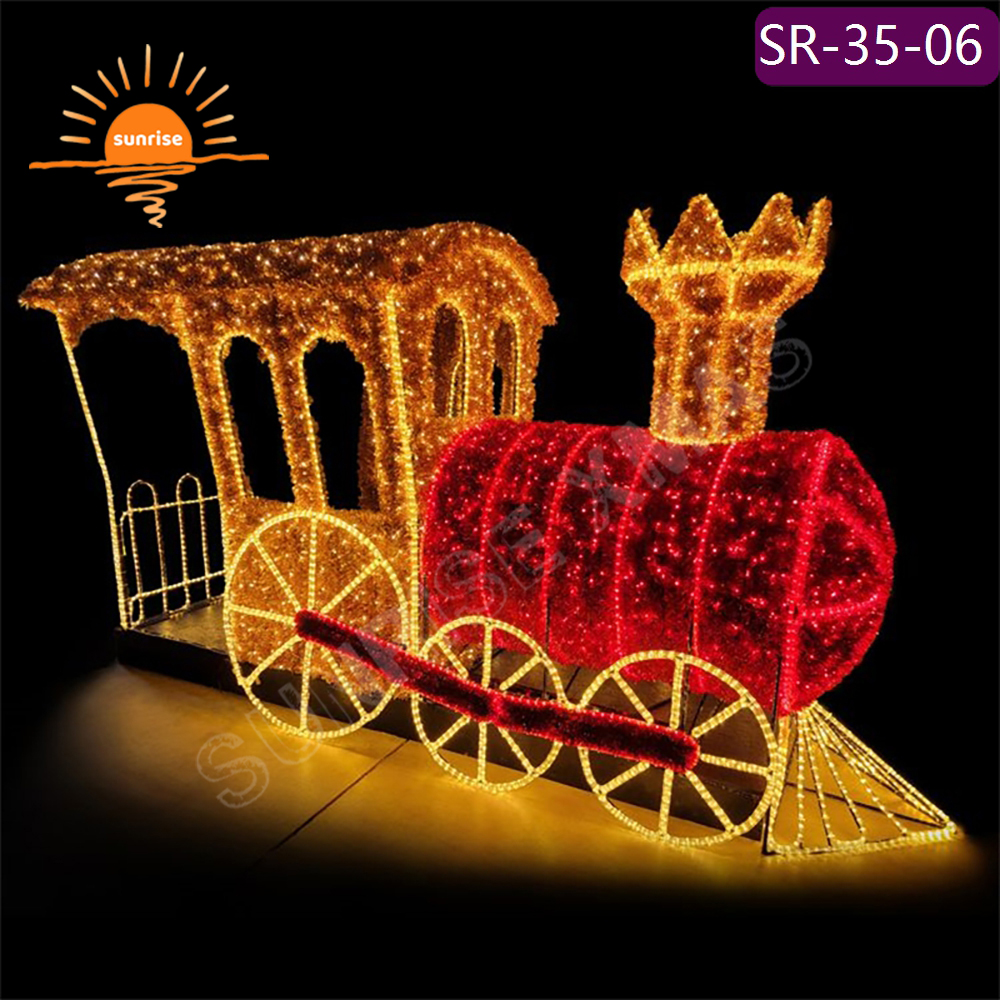 3D giant Luminescence motif decoration LED custom train Vehicle Light holiday season mall park decoration props