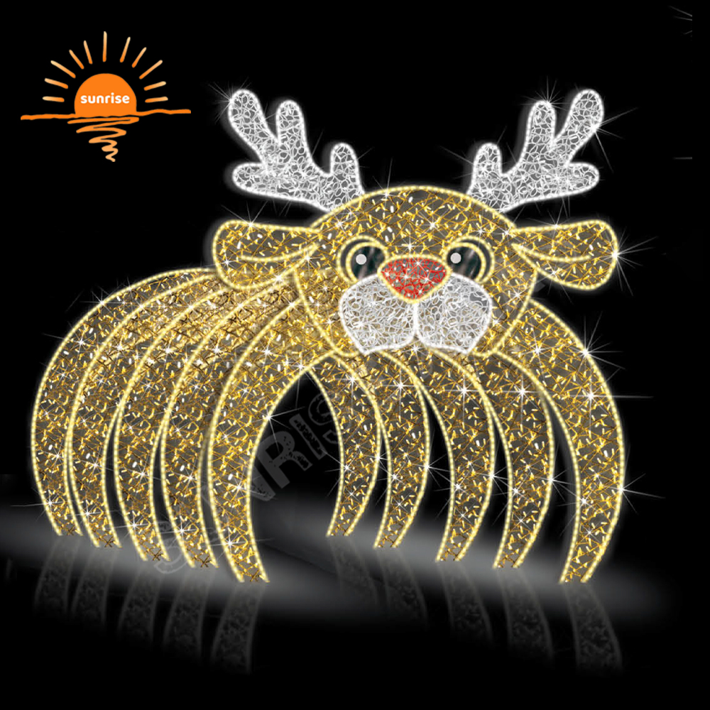 IP65 LED Holiday Christmas Theme Walk Through Tunnel Light Commercial Waterproof Huge Reindeer Santa Claus Arch Decoration Light