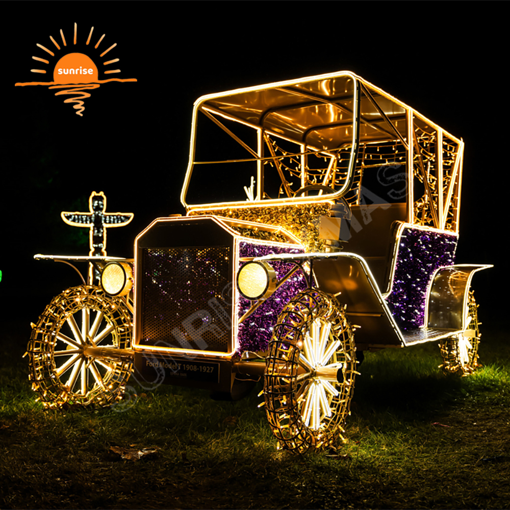 Custom LED Bulldozer Truck Motif for Amusement Park Large Commercial IP65 Led Vehicle Light Xmas Outdoor Train Crane Decoration