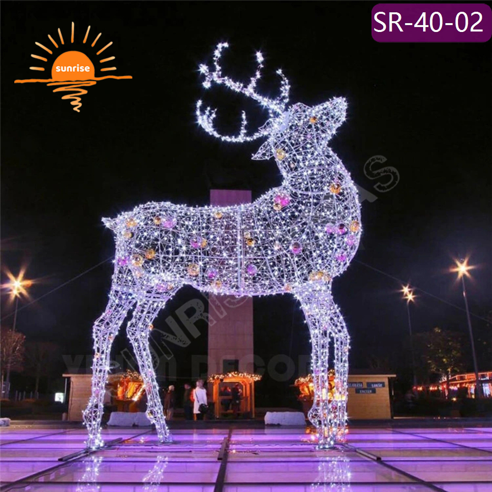High Quality 3d Christmas Standing Reindeer Deer Light for Yard Decoration large LED outdoor motif light show