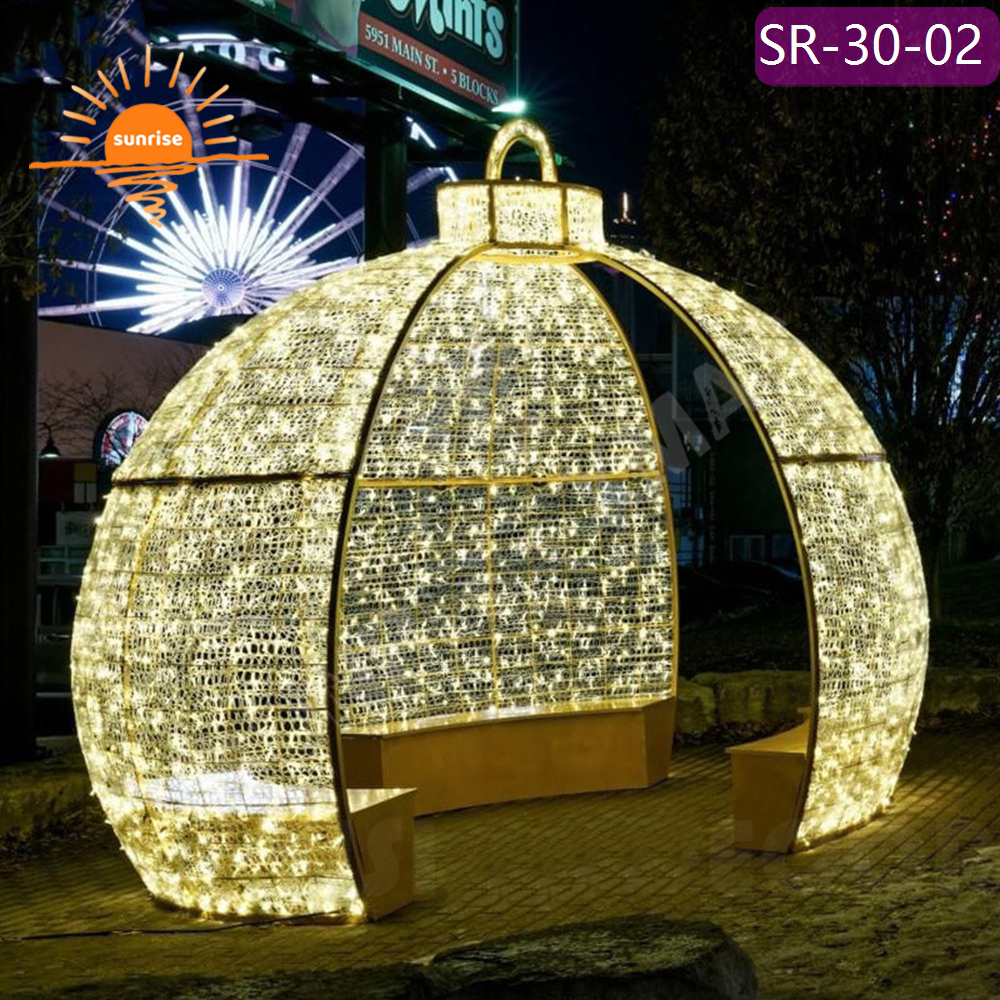 1.5m 5ft 3D Large Giant LED Christmas bauble/ornament walk through tunnel arch Seat Outdoor motif chair Decoration RGB Light