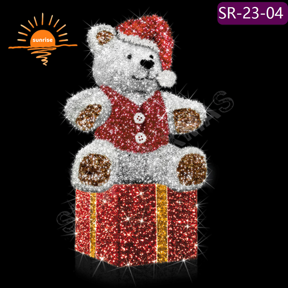 Supermarket Holiday Animals motif Supplies Led Lighting Outdoor Luxury Christmas Decoration 3d Giant Teddy Bear Theme Light