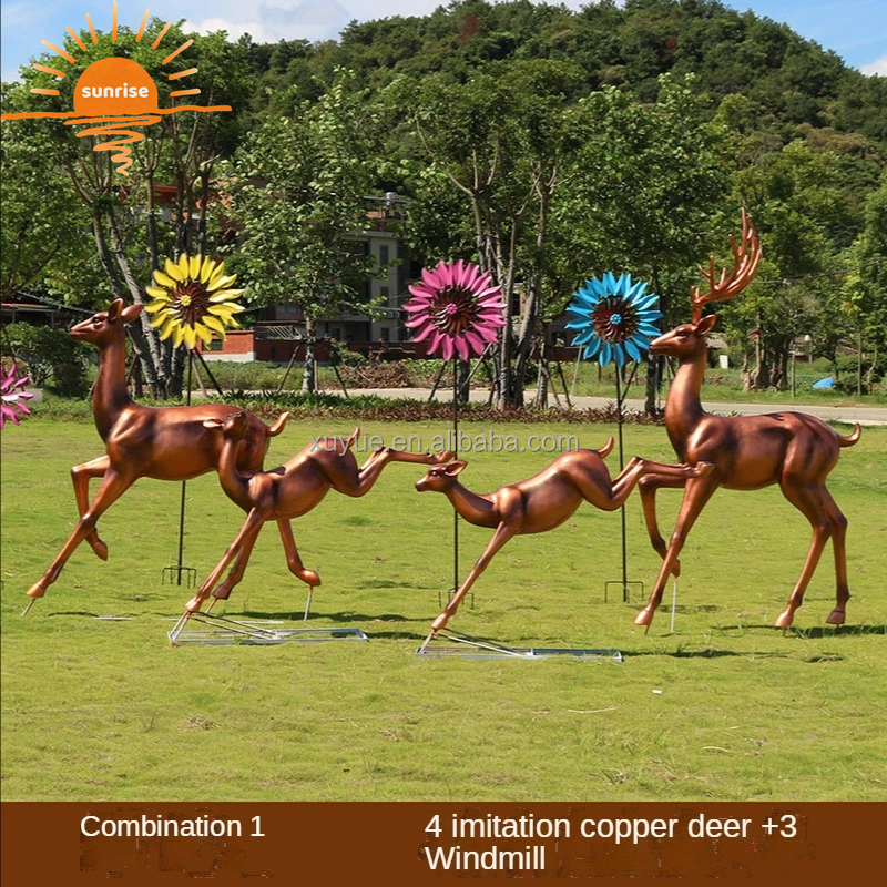 2022 Hot Life Size Fiberglass Resin Animal Deer Sculpture Garden Ornaments Outdoor Mall Fiberglass Decoration