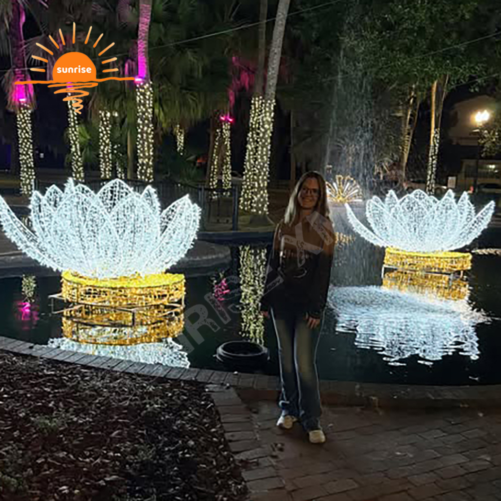 Christmas 3D  Mushrooms Motif Lights Outdoor Landscape LED Neon Flex Lotus Light Show Customized Decoration Holiday for Garden