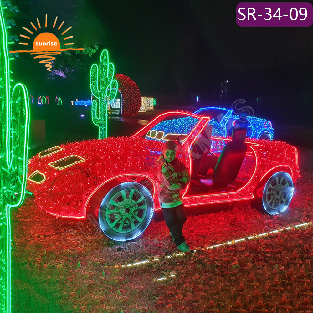 Outdoor waterproof Customized IP65 Christmas Sports Car Decoration Led Vehicle Street motif 3d Carriage Theme Light show