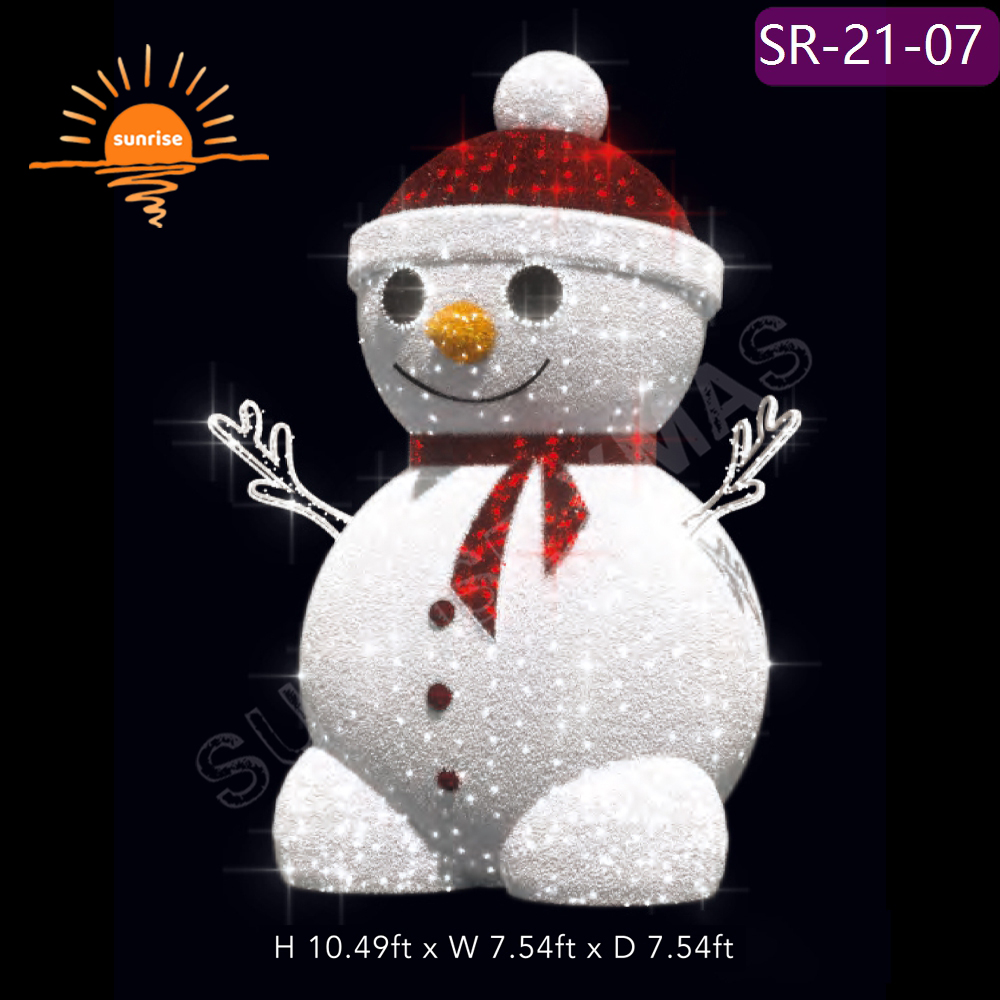 Large Outdoor Commercial Landscape lighting Giant LED Lighted Walk Through LED Snowman Christmas 3D motif Ornament Decoration