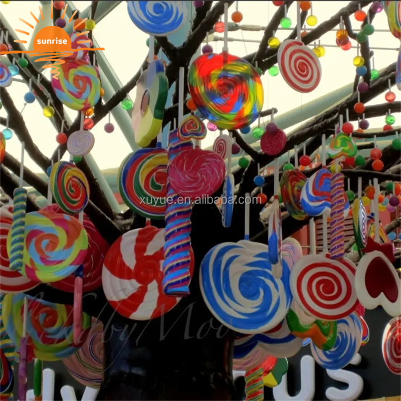 Outdoor Decoration Fiberglass Balloon Candy and Lollipop Sculpture