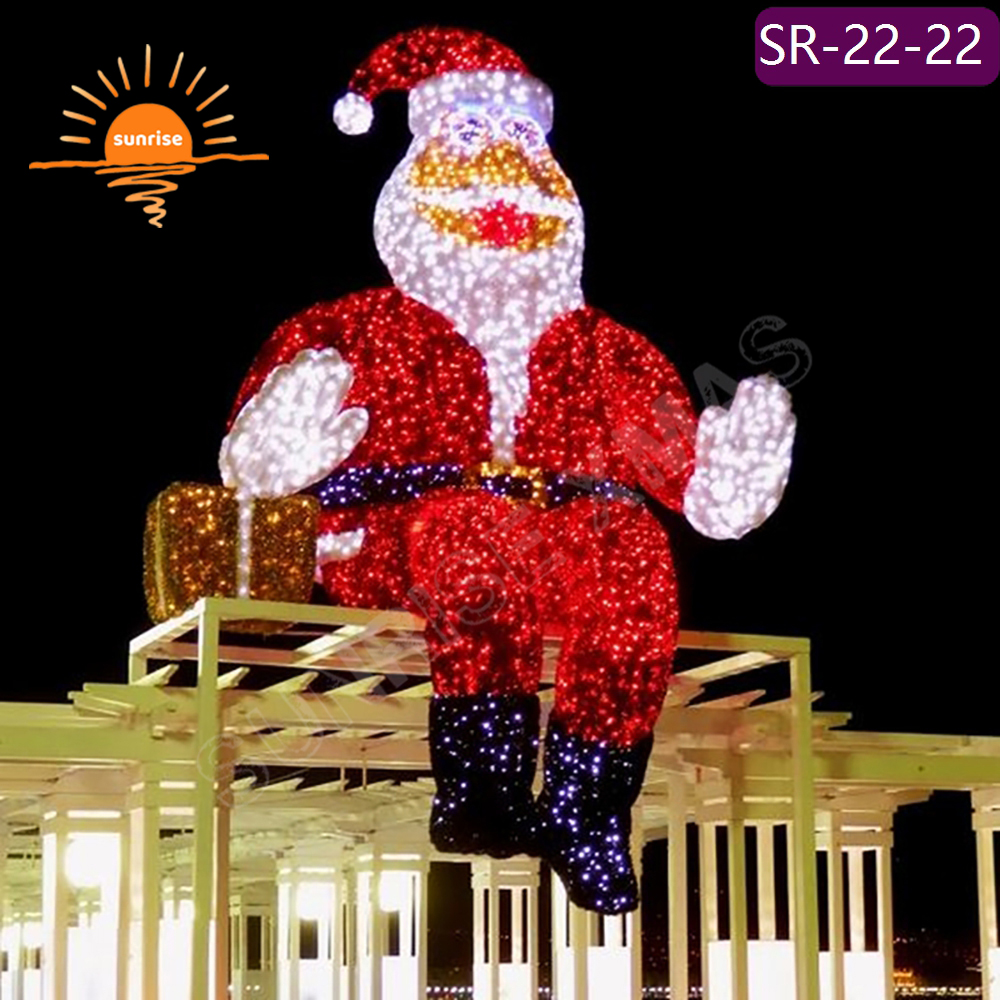 Custom Commercial Shopping Malls IP65 Outdoor Christmas Decoration LED motif RGB pixel Lights Santa Claus Theme Lights