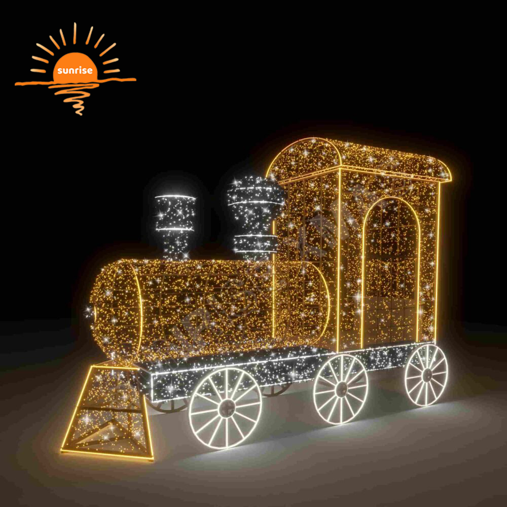 Large Train Motif Light Show in Stock Outdoor Light 3d Sculpture Train Decoration Christmas Shopping Mall Party Large Decoration