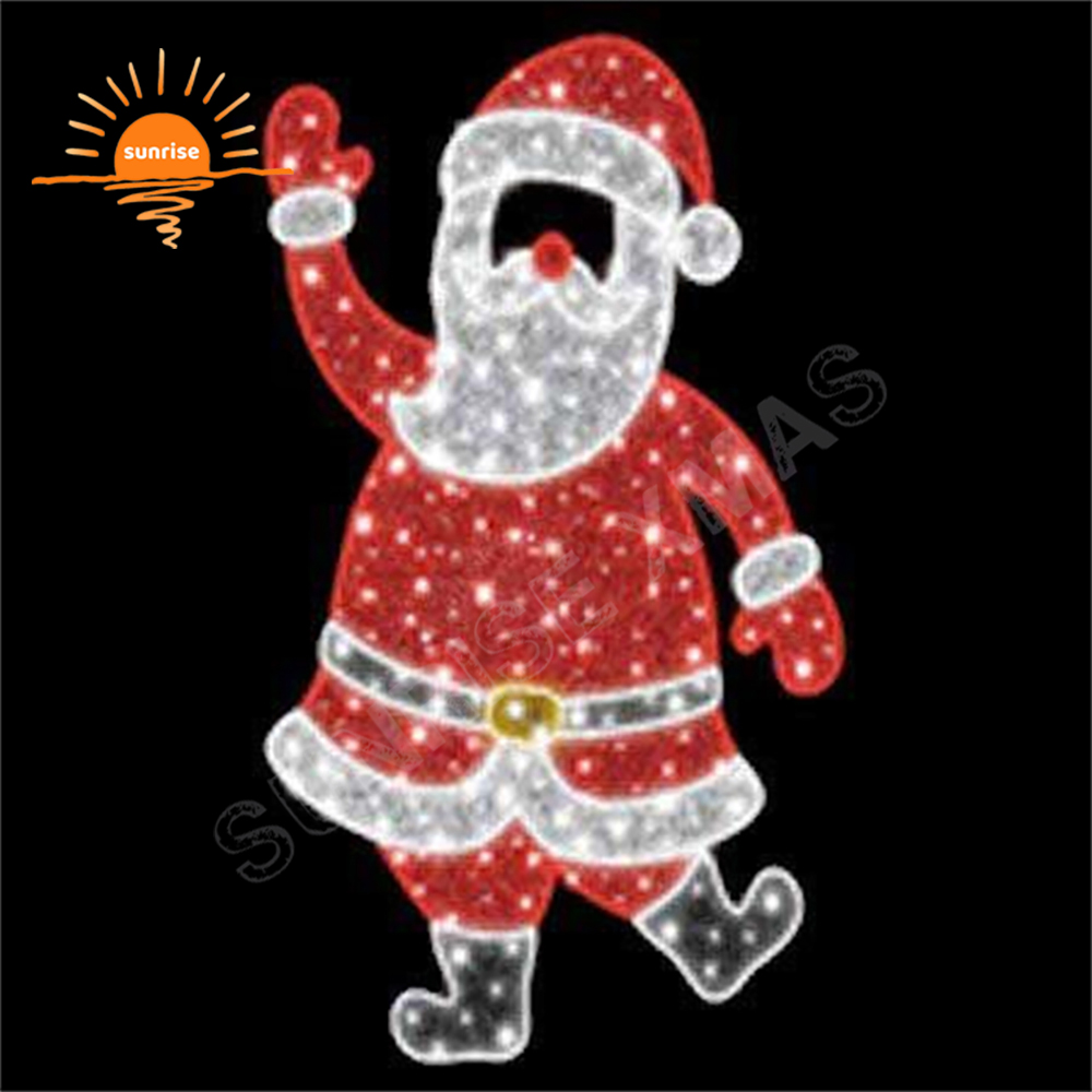 Christmas Photo Op Motif Light show Sled with Santa Claus string light for Festive Displays Outdoor gift Photo frame Decorative