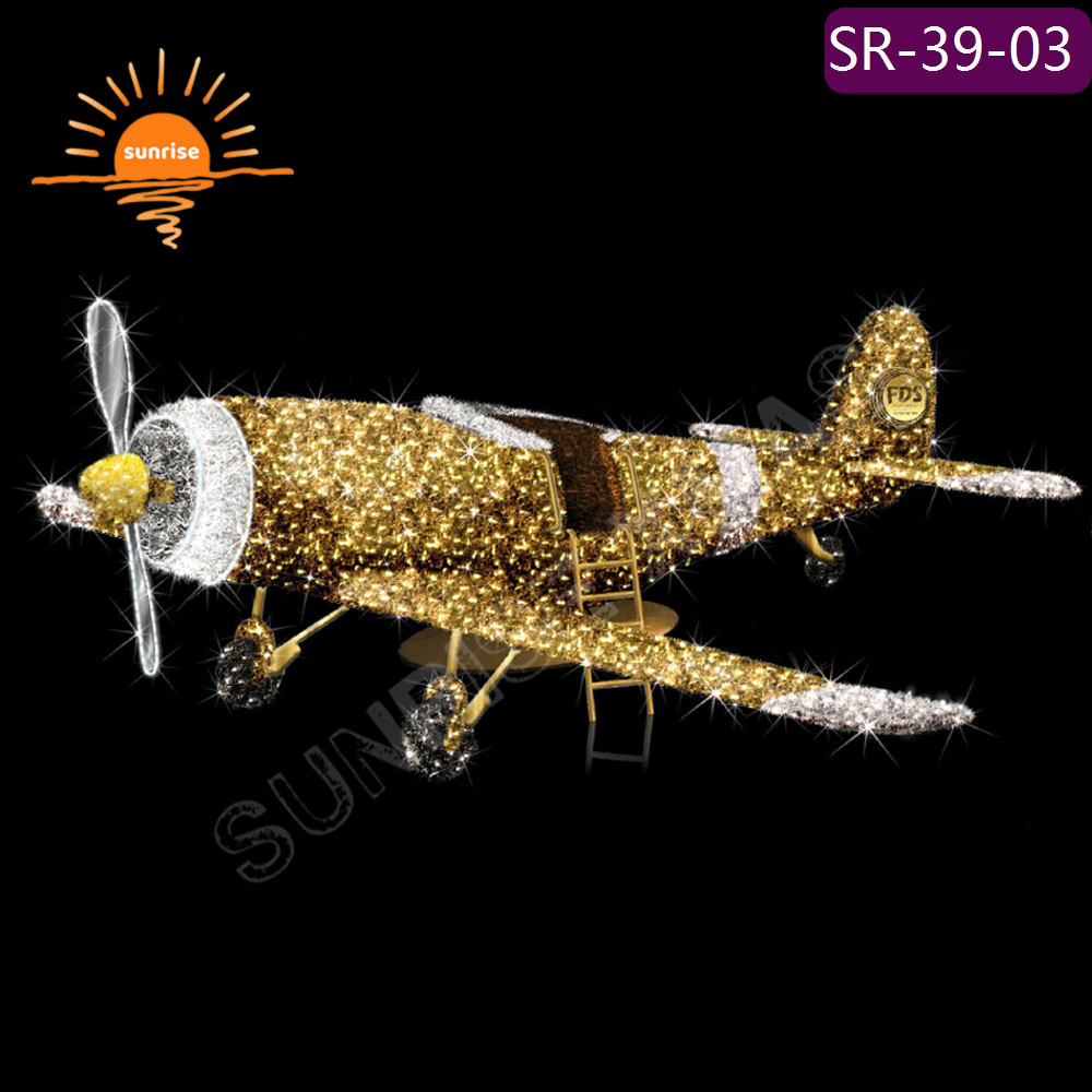 high-quality Festival Street Airplane Motif Lights LED Decorations New Year Christmas Airplane Decorative Lightings