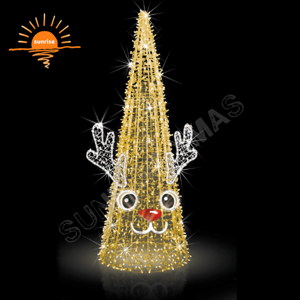 IP65 Animated Merry Christmas Reindeer Hats Decoration Led Light Santa Claus Motif Tree Decoration Supplies for Playgrounds Mall