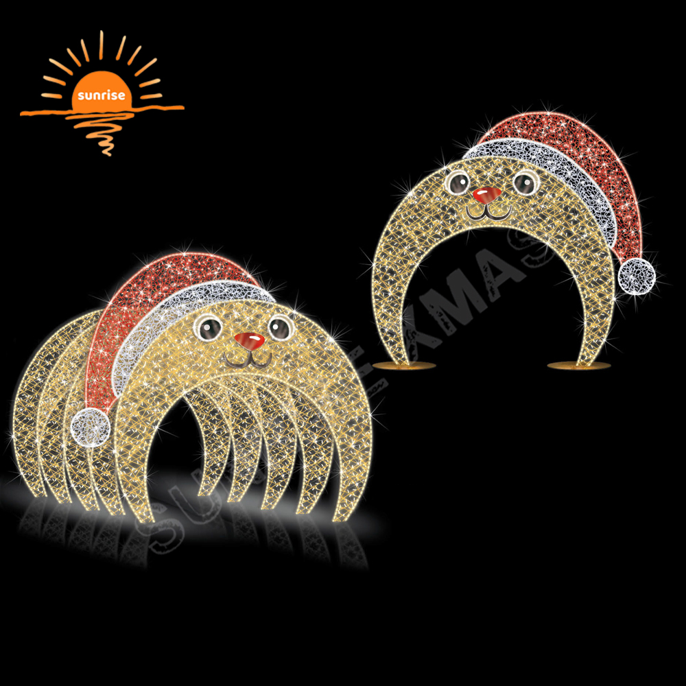 Giant Walk Through Decoration Christmas Reindeer Decoration Santa Claus Arch High-quality Large IP65 Outdoor Tunnel Commercial