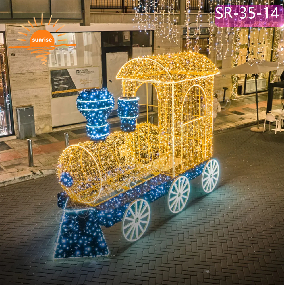 Downtown outdoor cartoon light show in stock New year