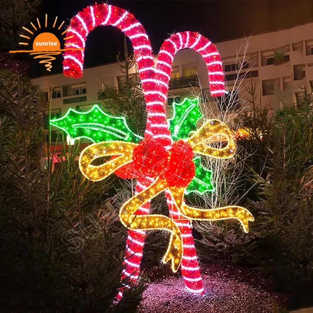 New Christmas String candy cane arch Lights Xmas Park sweets theme Decorations Giant Commercial LED Outdoor Motif Lighted show